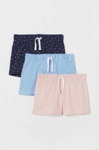 Bermudas H&M 3-pack Algodon Niños Grises Oscuro Morados Rosas | 024918JTD