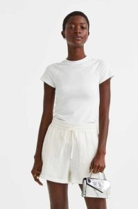 Bermudas H&M Crinkled Algodon Mujer Creme | 421639ZET