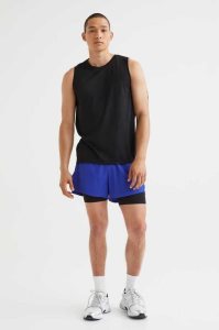 Bermudas H&M Double-layer Correr Hombre Negros | 537091OFJ