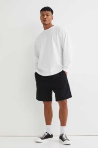 Bermudas H&M Regular Fit Algodon Hombre Negros | 325860RML