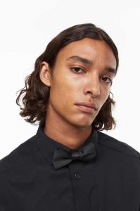 Blazers H&M Satin Bow Tie Hombre Negros | 764832WJT