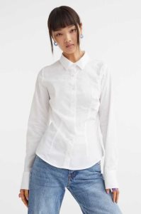 Blusas H&M Algodon Poplin Shirt Mujer Azules Claro | 620314XKB