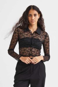 Blusas H&M Encaje Shirt Mujer Negros | 918247PBI