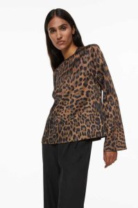 Blusas H&M Long-sleeved Mujer Marrom Leopardo | 714302CYW