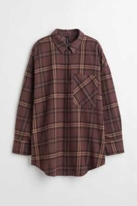 Blusas H&M Oversized Flannel Shirt Mujer Negros Blancos | 029671FEQ