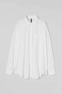 Blusas H&M Oversized Poplin Shirt Mujer Negros Blancos | 478592FTN