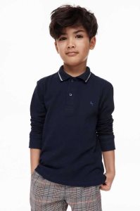 Camisas H&M 2-pack Long-sleeved Polo Niños Azul Marino Azules Blancos | 031768CFR