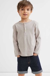 Camisas H&M 3-pack Algodon Henley Niños Marrom Oscuro Grises Claro | 804512MFV