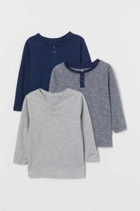 Camisas H&M 3-pack Henley Niños Turquesa Claro | 183275YEI