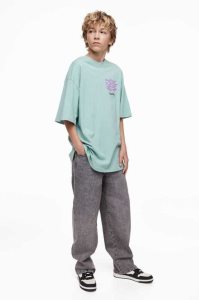 Camisas H&M Oversized Printed Niños Turquesa Claro | 372840SBU