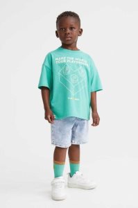 Camisas H&M Oversized Printed Niños Turquesa | 706829PAF