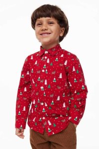 Camisas H&M Patterned Algodon Niños Verdes Oscuro | 724683FKD