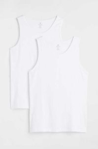 Camiseta H&M 2-pack Regular Fit Tank Tops Hombre Azules Claro Blancos | 465182NIS