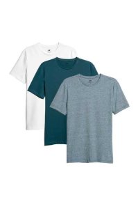 Camiseta H&M 3-pack Slim Fit Hombre Azules Grises Rojos Oscuro | 641938IUN