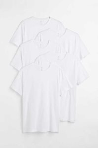 Camiseta H&M 5-pack Slim Fit Hombre Blancos Negros | 325984UZC