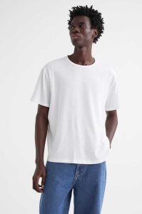 Camiseta H&M Regular Fit Acanalado Algodon Hombre Blancos | 601937RQE