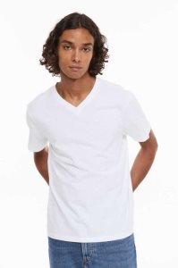 Camiseta H&M Regular Fit V-neck Hombre Blancos | 945783VLF