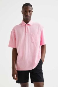 Camiseta H&M Relaxed Fit Velour Polo Hombre Rosas | 312540NBZ