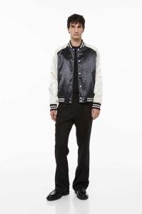 Chaquetas H&M Satin Baseball Hombre Creme Negros | 538209RQA