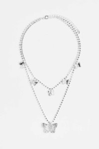 Collar H&M Double-strand Rhinestone Mujer Plateados | 671493GRN