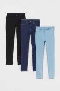 Jeans H&M 3-pack Flaco Fit Niños Negros Azules Claro | 489613DNV