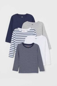 Jersey H&M 5-pack Shirts Niños Azules Oscuro Turquesa Amarillos | 426318WFV