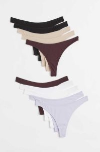 Lencería H&M 10-pack Algodon Tanga Briefs Mujer Blancos Negros | 579843GJM