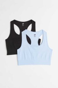 Lencería H&M 2-pack Light Support Bras Mujer Rosas Claro Negros | 173589ZHX