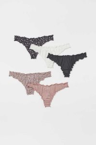 Lencería H&M 5-pack Algodon Tanga Briefs Mujer Blancos Negros Azules Claro | 207853IVC