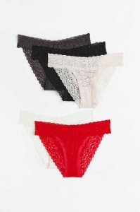 Lencería H&M 5-pack Encaje Bikini Briefs Mujer Grises Oscuro Negros Rosas | 876034BUO