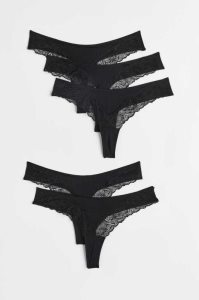 Lencería H&M 5-pack Tanga Briefs Mujer Negros | 869345XSH