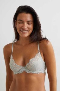 Lencería H&M Non-padded Underwire Encaje Bra Mujer Verde Oliva Claro Verdes | 698147JOH