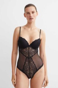 Lencería H&M Push-up Tanga Bodysuit Mujer Negros | 495362QUP