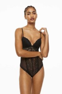 Lencería H&M Push-up Tanga Bodysuit Mujer Negros | 871605RXI