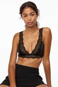 Lencería H&M Soft Satin Bra Mujer Negros | 798134CHL