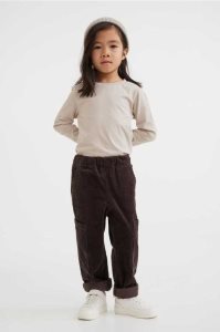 Pantalones H&M Algodon corduroy cargo trousers Niños Kaki Oscuro Verdes | 435182WOI