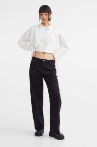 Pantalones H&M Anchos-leg Twill Mujer Negros | 341960ORC