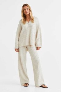 Pantalones H&M Cable-knit Mujer Beige Blancos | 495380OGU