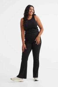 Pantalones H&M Flared Acanalado Leggings Mujer Negros | 721564DFQ