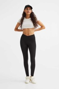 Pantalones H&M V-waist Leggings Mujer Negros | 517304NFE