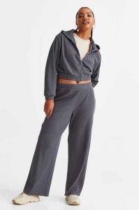 Pantalones H&M Waffled Jersey Joggers Mujer Grises Oscuro | 169827LFJ