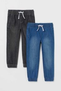 Pantalones Jogger H&M 2-pack Twill Niños Azules Oscuro Grises Oscuro | 084351DSE