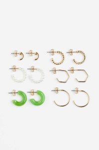 Pendientes H&M 6 Pairs Hoop Mujer Dorados Verdes | 847210OJZ