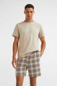 Ropa De Casa H&M Pajama T-shirt and Shorts Hombre Verdes Oscuro | 120895TND