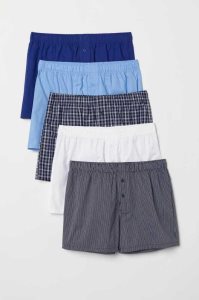 Ropa Interior H&M 5-pack Woven Algodon Boxer Shorts Hombre Azules | 518426JTL