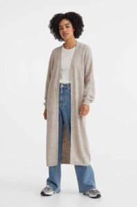 Suéteres H&M Long Cardigan Mujer Beige Claro | 456120YPT