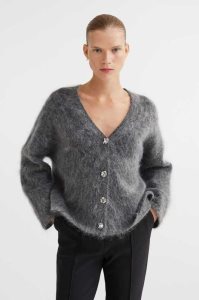 Suéteres H&M Mohair-blend Cardigan Mujer Negros | 760542XWH