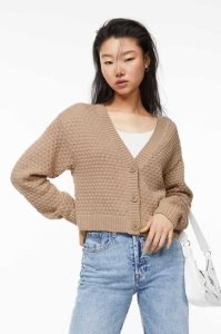 Suéteres H&M Pointelle-knit Cardigan Mujer Negros | 967013DXR