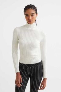 Suéteres H&M Rib-knit Turtleneck Top Mujer Grises Claro | 072384XEL