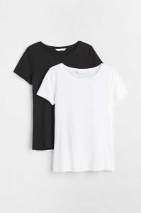 Tops H&M 2-pack Algodon T-shirts Mujer Grises Claro Blancos | 267908TYR